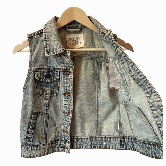 Thread & Supply Womens Gray  Denim Jean Vest - Picture 3 of 6